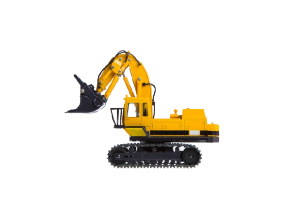 miniexcavadora con orugas, en obra urbana